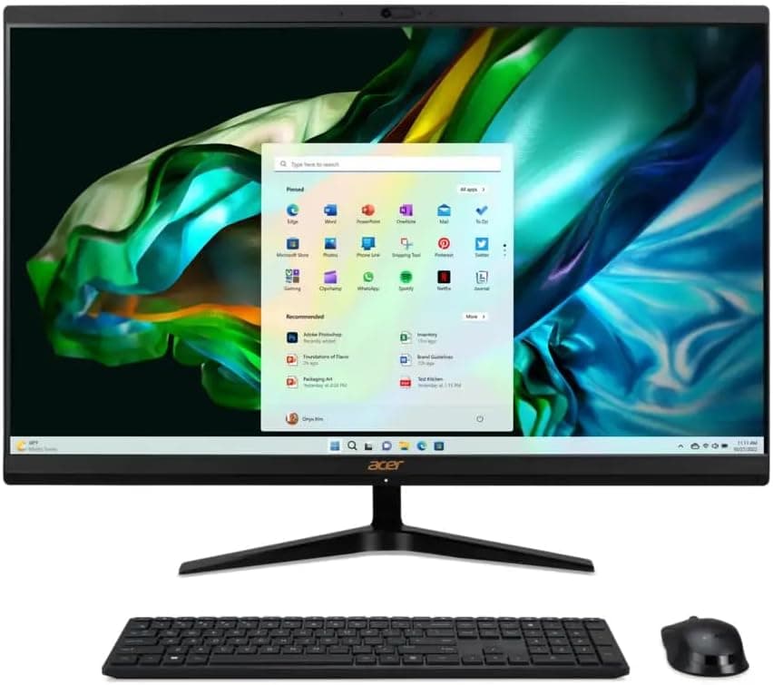 Acer Aspire C27-1800 All-in-One Desktop – 13th Gen Intel® Core™ i7 1355U 16GB RAM 1TB SSD 27 FHD 120Hz Display Wireless Keyboard & Mouse Windows 11 Pro English 1 Year Warranty (Black)